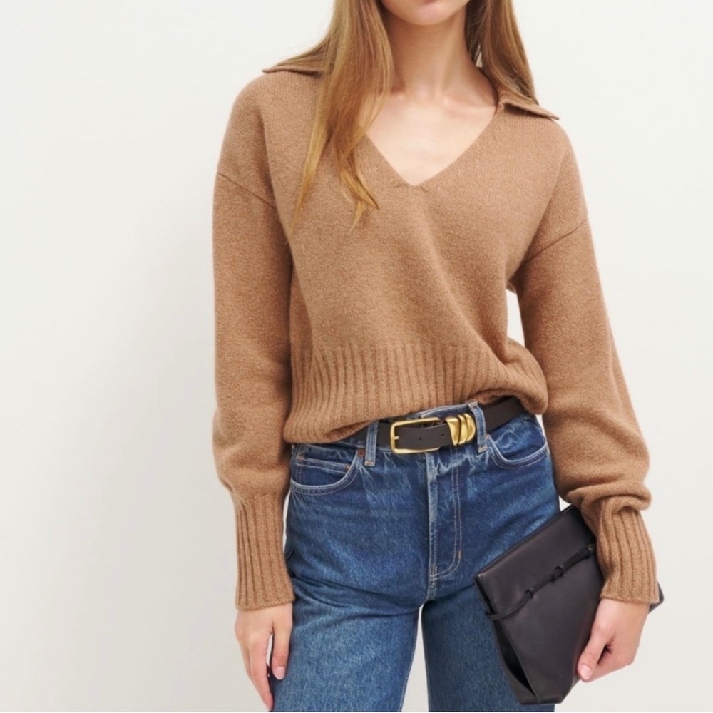 Reformation Beckie Collared Cashmere sweater S minimalist‎ classic preppy